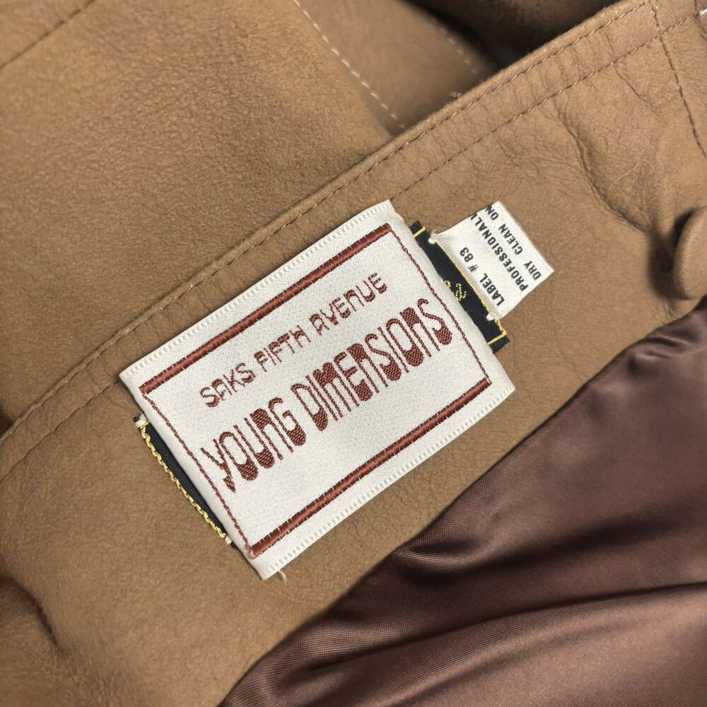 VTG 70s Saks Fifth Avenue Debbie Robert France Faux Suede Belted Jacket Brown - Picture 8 of 13
